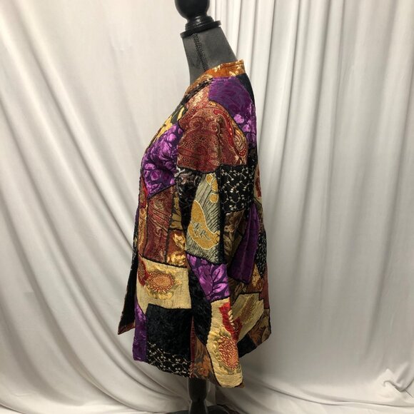 Alex Kim Vintage Jacket Womens Size Medium Patchwork Tapestry Velvet Embroidered - Picture 3 of 7